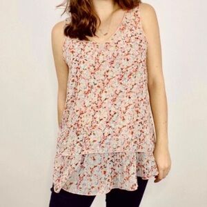 Cabi Bella Floral Tiered Tank Top Size Medium‎ Sleeveless Chiffon Style 5032